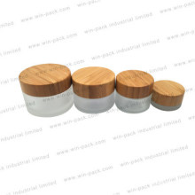 Bamboo Cap Cosmetic Packaging Suppliers Frost Glass Cosmetic Cream Jar 50g